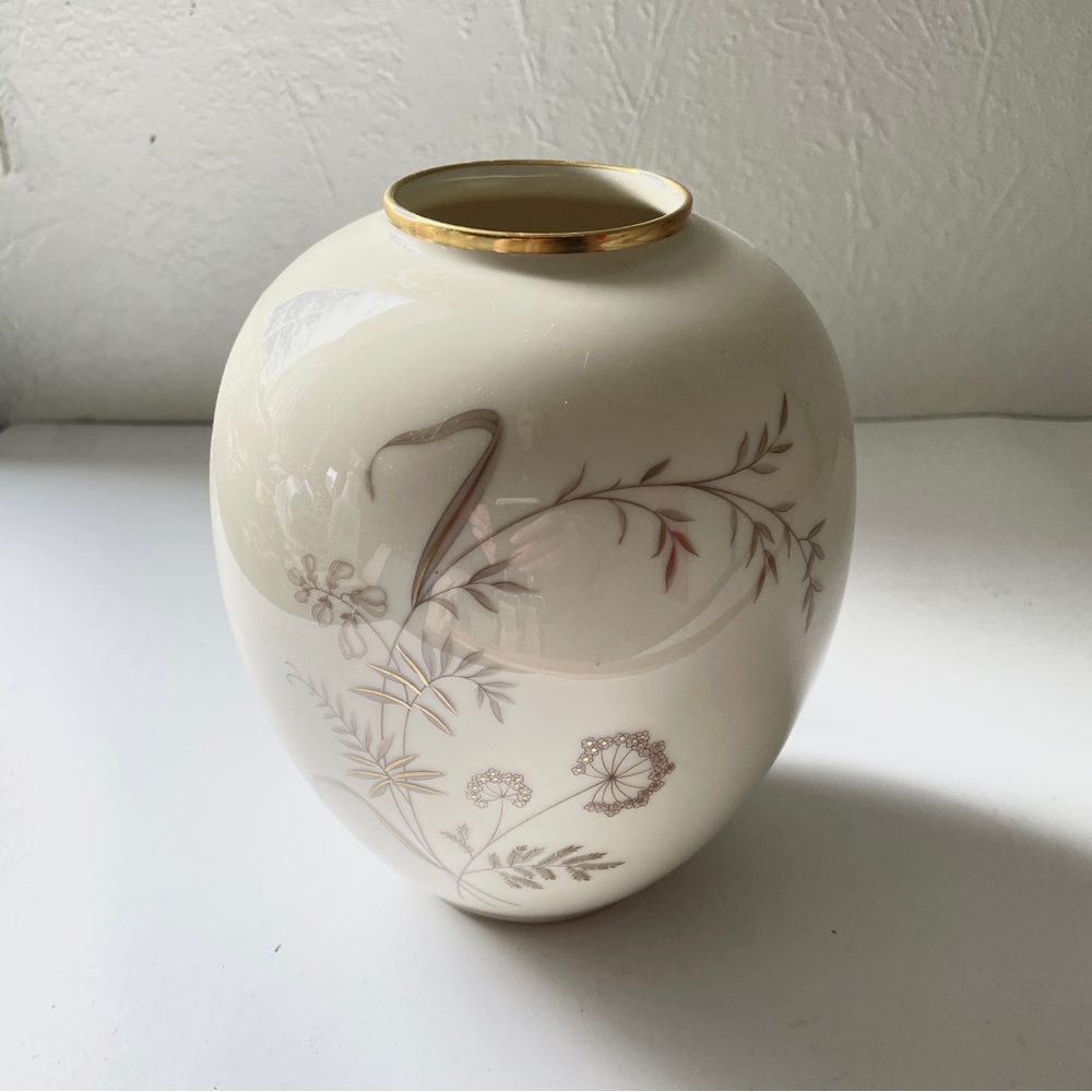 Rosenthal Johann Havilan Vintage Cottagecore Bavaria Floral Vase Gold Botanical